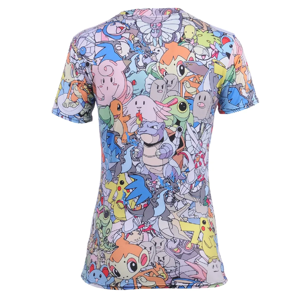 Высококачественная женская футболка с изображением дракона и покемона яркая