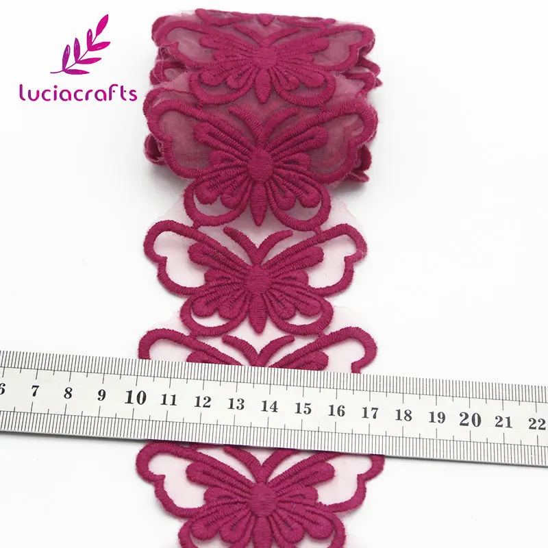 Lucia crafts 1 ярд/партия Вышивка Бабочка кружевная отделка 73 мм DIY платье ткань Швейные