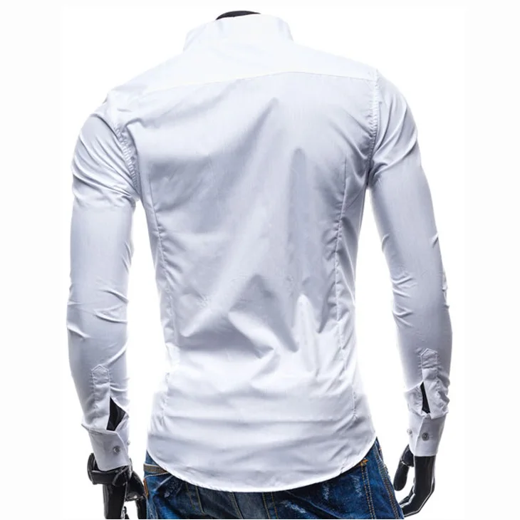 

NEW 2020 fashion Male collar stand Solid color shirt up collar Slim Fit Evening Dress leisure camisa social masculina shirts
