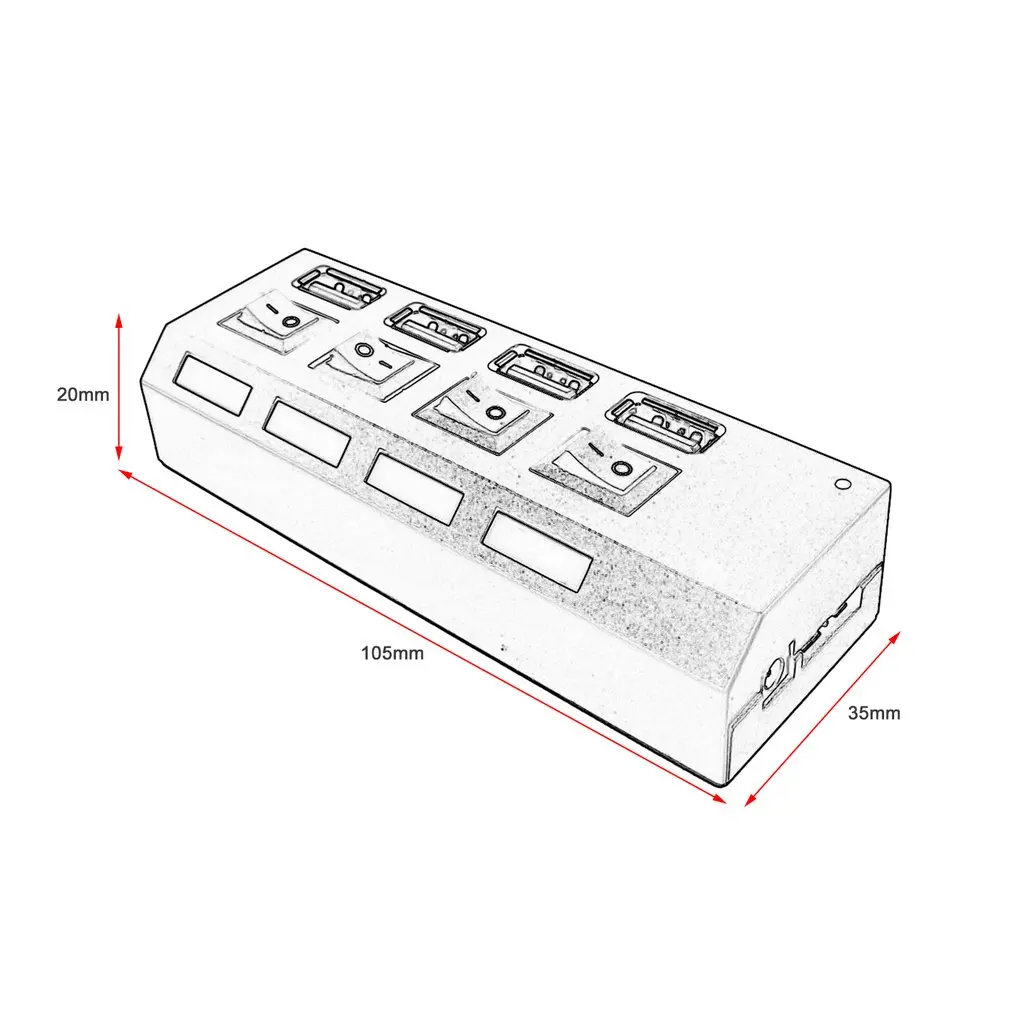 Высокоскоростной 4 порта USB 3 0 концентратор с переключателем вкл/выкл адаптер