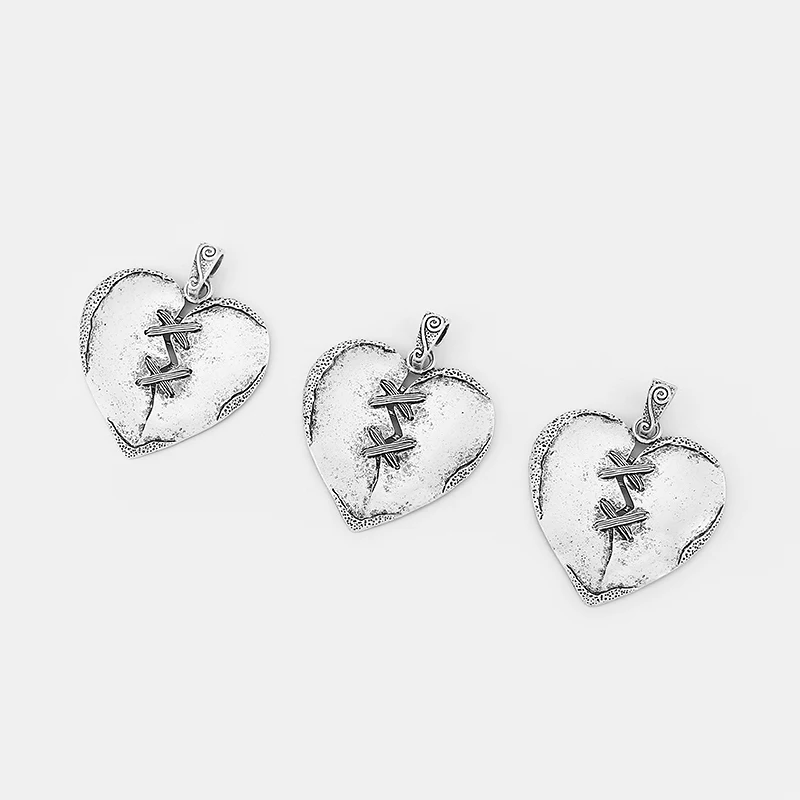 2pcs Large Heart Clothing Buckle Shaped Charms Injured Pendants For Necklace Jewelry Making Finding 57x55mm | Украшения и