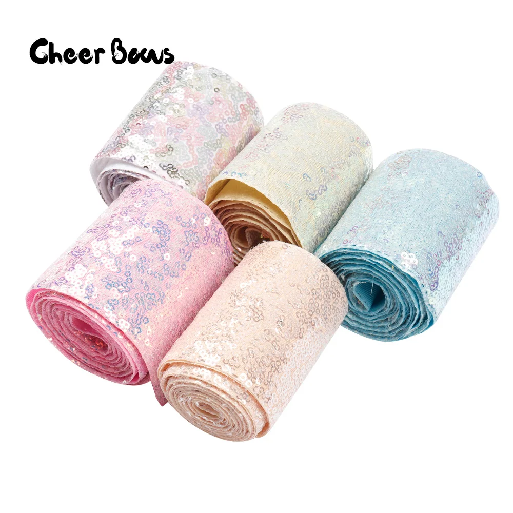 75 мм лента с блестками карамельного цвета Радужный бант для волос сделай сам