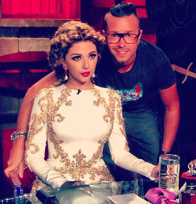 Модное платье в пол с длинными рукавами, украшенное бисером, Myriam Fares, платья знаменитостей
