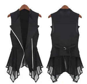 Женская шифоновая куртка, длинная приталенная куртка, пальто без рукавов, Размеры S.M, XL, весна-осень 2020