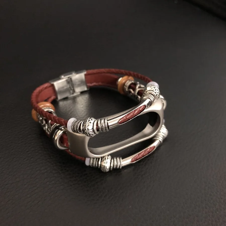 Кожаный ремешок для браслета Xiaomi Mi Band 2 3 Безвинтовой MiBand сменный band | Электроника