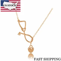 us stock uloveido 3 colors stethoscope lariat necklaceheart pendant for medical student giftsdoctor nurse jewelry nz399 20