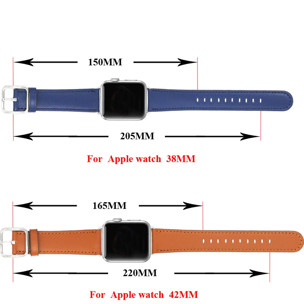 Кожа часы ремешок для Apple Watch 38 мм 42 чёрный Коричневый Красный замена iWatch серии 1 &amp