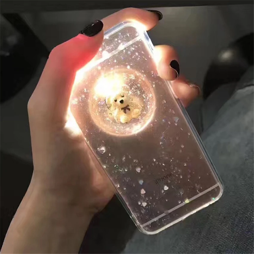 3D carnoon милый медведь телефон случаях для iPhone 6 6S Plus прозрачный животных ТПУ Мягкая