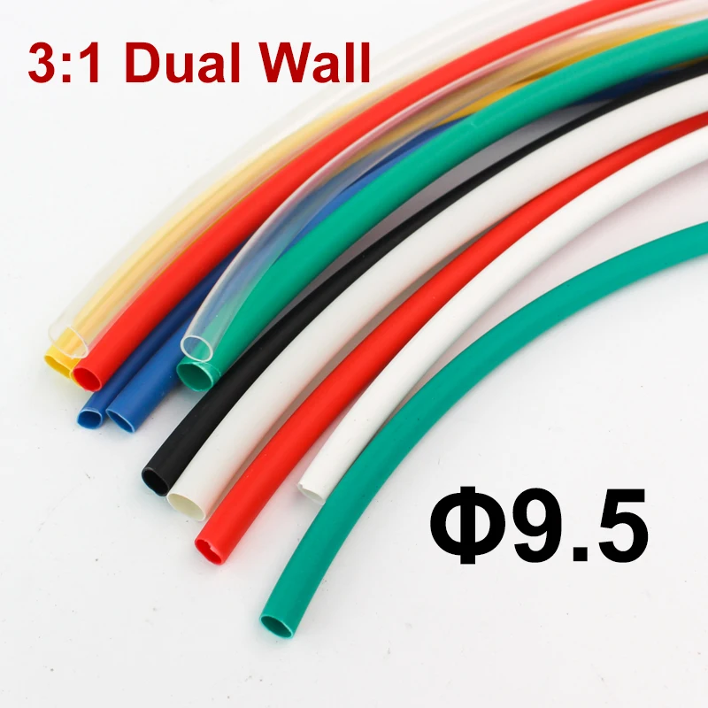1,22 м/лот 9,5mm 3:1 термоусадочные трубки с клей на подкладке Dual USB Wall термоусадочные трубки обмотка для проводов, кабелей комплект