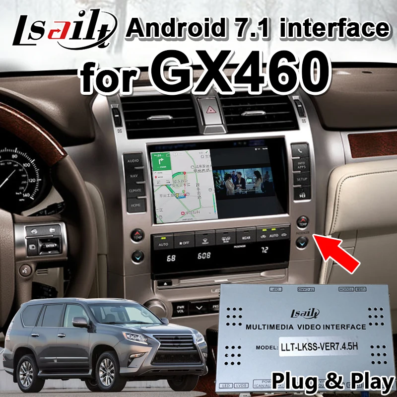 Android 7,1 мультимедийный видео интерфейс навигационная коробка для Lexus GX460-19 с 32G rom 3 грамм по Lsailt