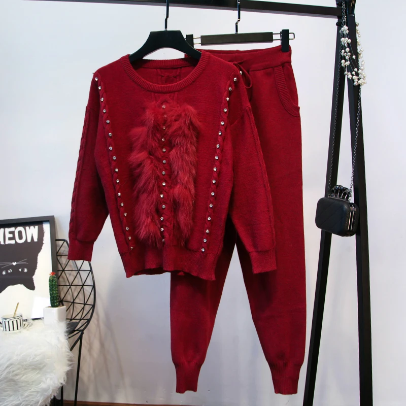 Женский комплект из 2 предметов ALPHALMODA свитер с длинными рукавами и штаны шипами