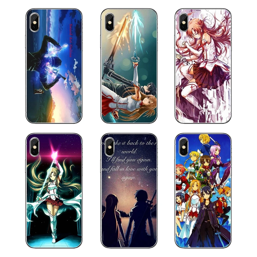 Силиконовый чехол для телефона Kirito Asuna SAO Art Japan Anime Motorola Moto X4 E4 E5 G5 G5S G6 Z Z3 G3 C Play