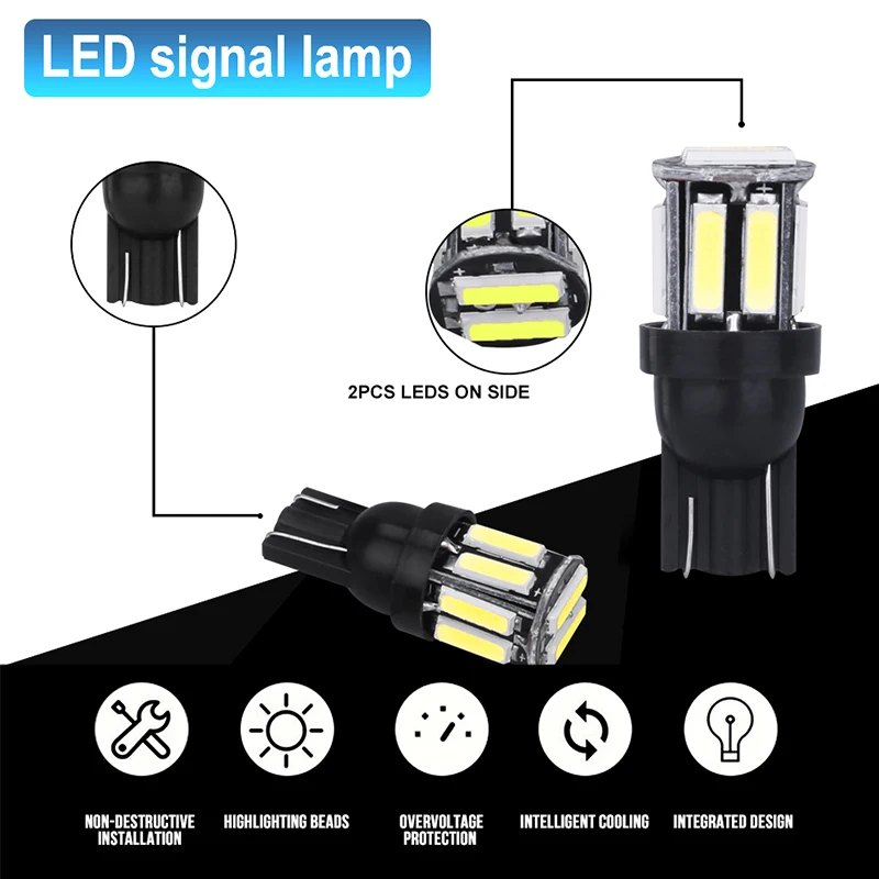 4 шт. W5W светодиодный автомобиль T10 194 168 10-7020 SMD для Авто Клин задние габаритные огни
