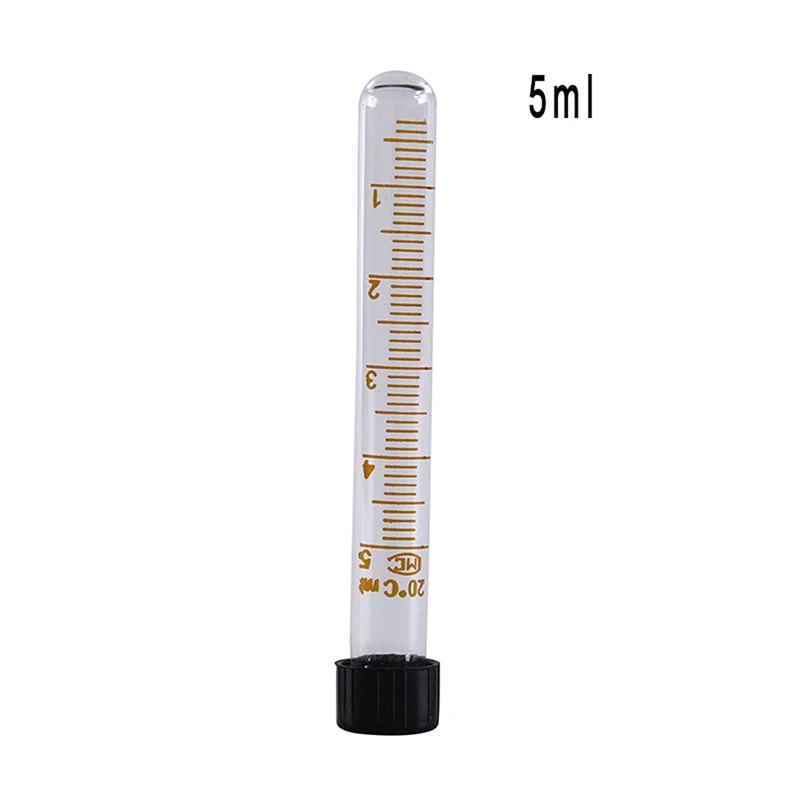 1pc 5ml/10ml/15ml/20ml Graduated Glass Test Tubes With Black Screw Cap Lab Supplies |