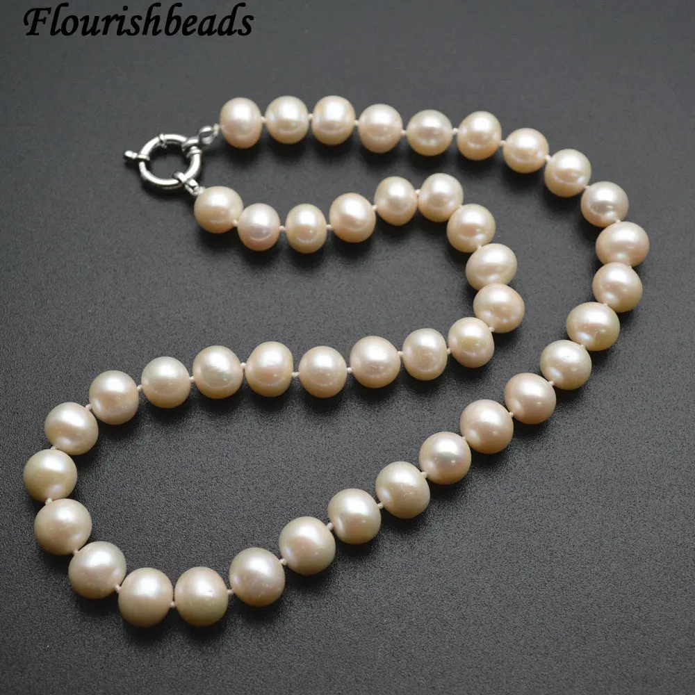 

High Quality Natural Fresh Water Pearl 10mm Round Beads Knotted Necklace Fashion Woman Jewelry