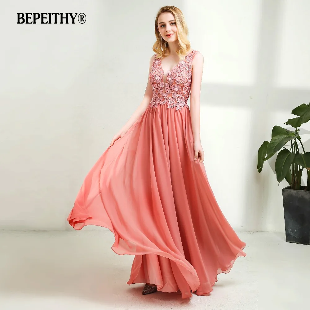 Vestido De Festa длинное вечернее платье с v образным вырезом кружевные розовые вечерние