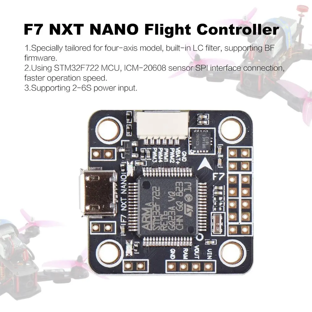 F7 NXT NANO Контроллер полета W/ICM20608 32K встроенное OSD 5 в 3A BEC 20x20 мм для RC гоночного дрона