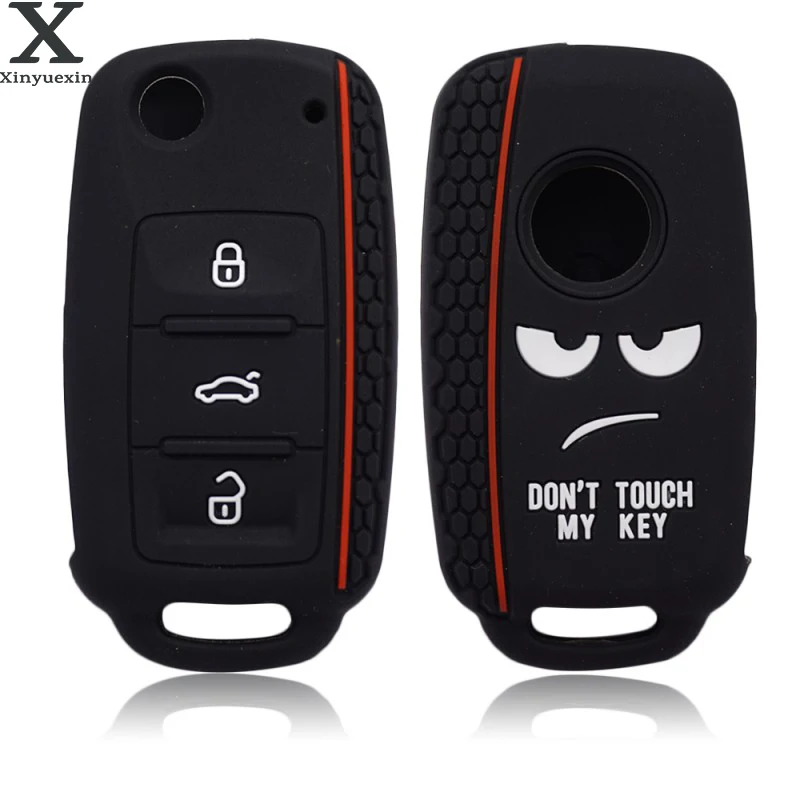 Xinyuexin Dont Touch My Key силиконовый чехол для ключей автомобиля для VW Golf Polo Passat Scirocco Tiguan для Skoda Octavia Seat