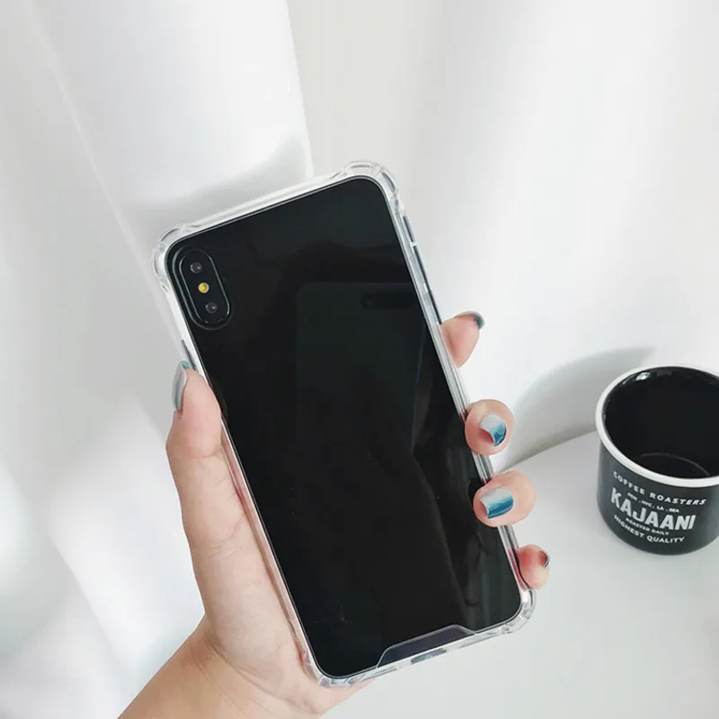 Роскошный зеркальный чехол для телефона с покрытием для iPhone X 7 8 6 6 S, силиконовый чехол для iPhone 6 6S 8 7 Plus X 10 XR XS Max, чехол Coque - Цвет: Black