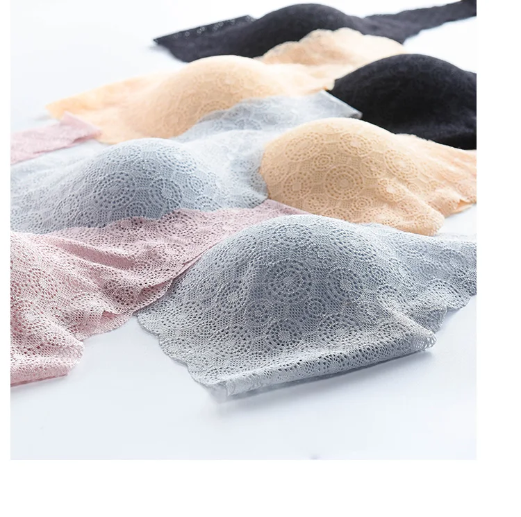 

Wire Free Bras For Women Thin Cotton Lace A42 Black White Y-line Straps None Closure BH Sexy Bras For Women BH