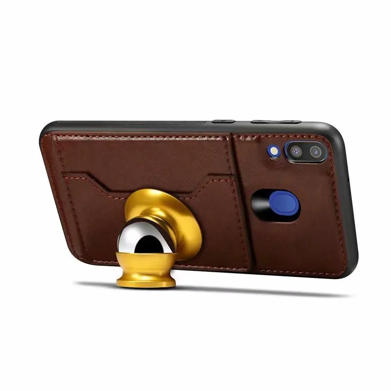 JIATEXIN ТПУ бампер чехол для Samsung Galaxy M20 PU кожаный M10 магнитный держатель с кармашком