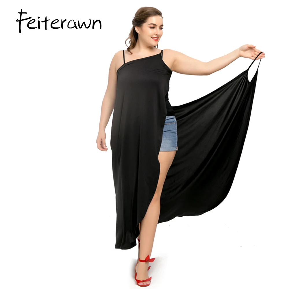 Feiterawn пикантные пляжные длинные Разделение лето плюс Размеры платье без спинки V