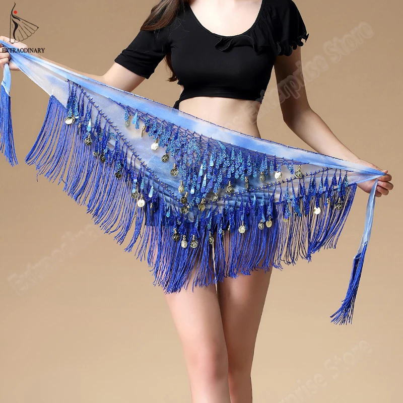 Новый женский платок для восточных танцев Bellydance треугольный с кисточками