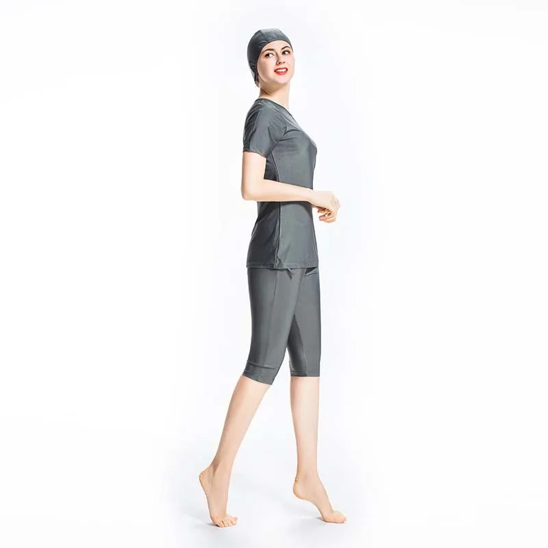 BAILUNMA Купальник Женский Мусульманский Купальник с Коротким Рукавом Буркинис Скромный Стиль Мусульманская Купальная Одежда Исламская Одежда Хиджаб033.