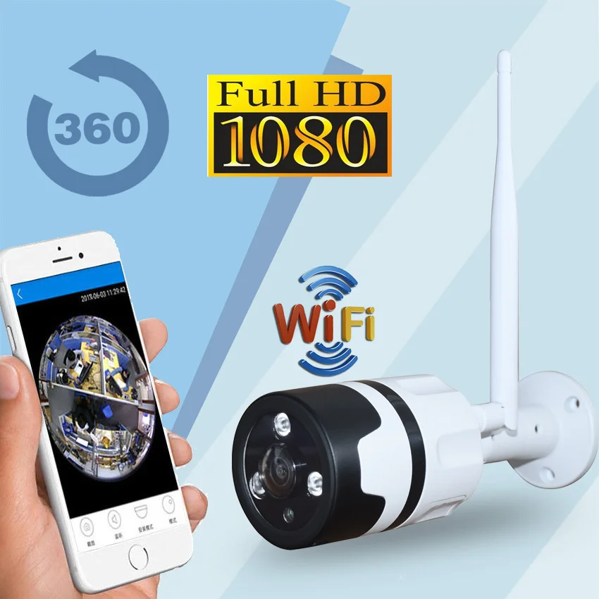 Zjuxin Открытый 1080p 360 градусов wifi объектив камеры "рыбий глаз" 2.0mp ip панорамная камера iCSee P2P поддержка карты памяти
