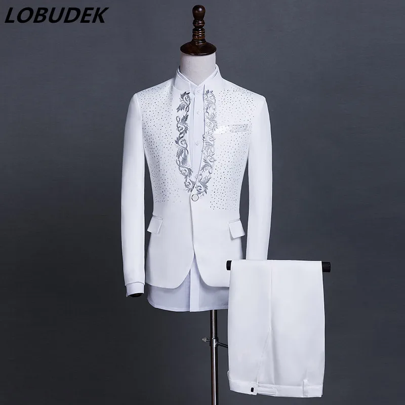 Мужской костюм с вышивкой и кристаллами на осень/зиму|suit prom|embroidery suitssuit costume |