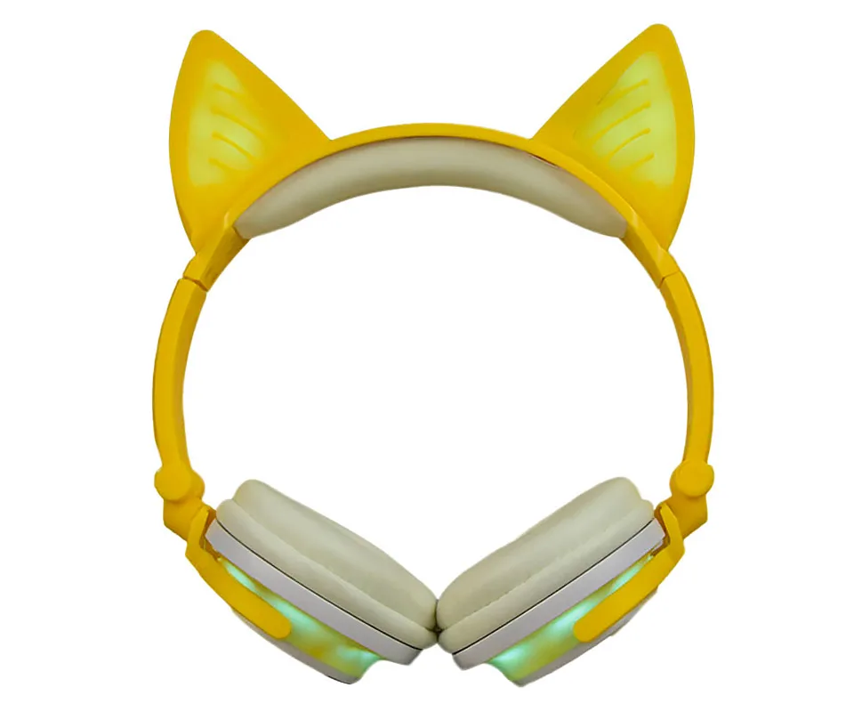 Bluetooth Yellow Holyhah подарок на день рождения беспроводные Bluetooth наушники складные мигающие кошачьи ушки детские наушники игровая гарнитура с светодиодный светильник - Цвет: Bluetooth Yellow