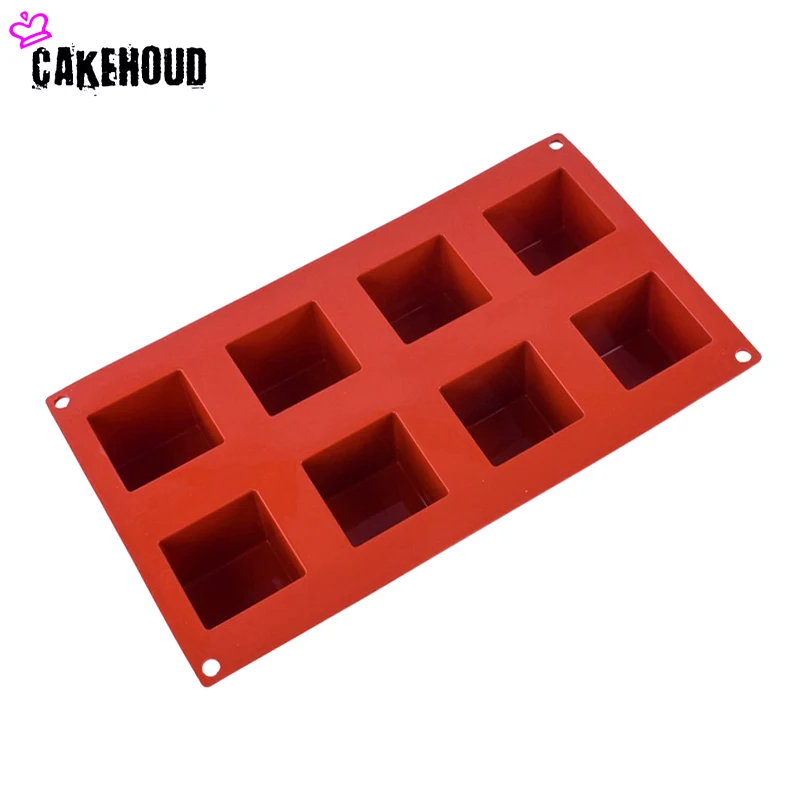 CAKEHOUD 8 отверстий маленький квадратный 3D форма антипригарная силиконовая форма для выпечки DIY Желе мусс для Маффин мороженое инструмент для шоколада