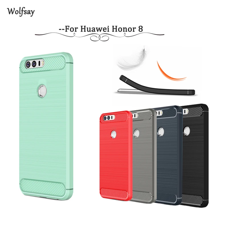 Wolfsay Case For Huawei Honor 8 Cover Soft TPU Brush Rugged Armor Fundas Phone |