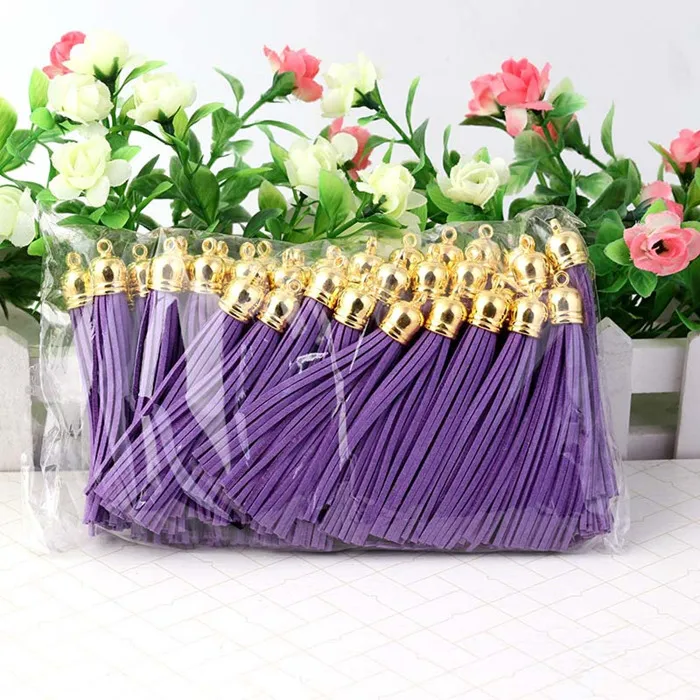 Purple 10 шт./лот Имитация замши кисточка бахрома брелок кожаные шляпы с кисточкой ремни DIY Подвески для изготовления украшений Подвески Аксессуары для рукоделия - Цвет: Purple