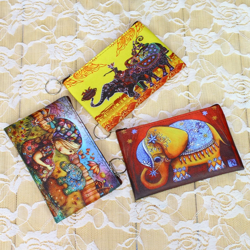 Женские кошельки с принтом слона кошелек для монет на молнии Женский мелочи