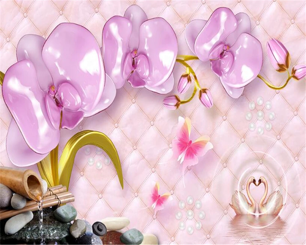Beibehang Custom Wallpaper Living Room Bedroom Mural 3d Luxury Pink Butterfly Soft Bag Jewelry TV Background wallpaper mural |