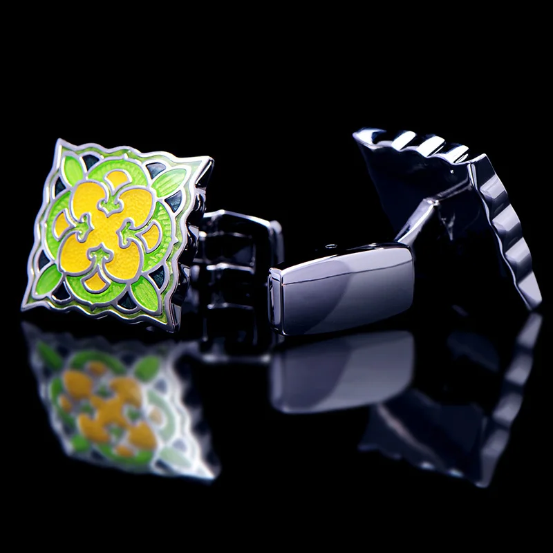 KFLK модные популярные запонки для рубашек мужчин брендовые на пуговицах зеленая