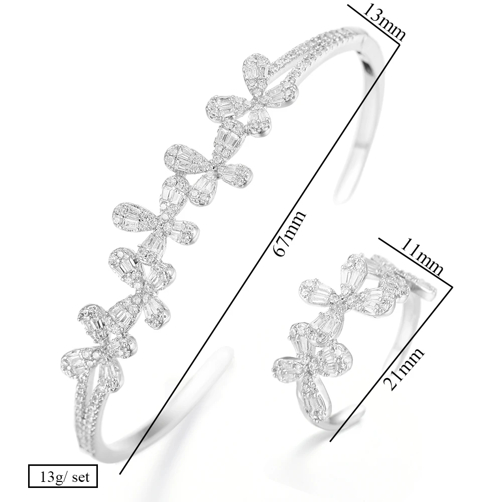GODKI Роскошный цветок Аравия браслет кольцо наборы ювелирных изделий для женщин