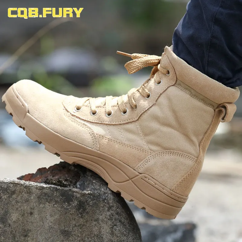 CQB.FURY летние мужские военные тактические ботинки из коровьей замши пустынные