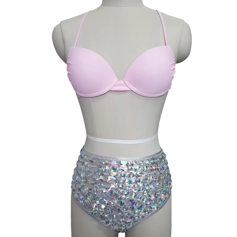 Женский купальник бикини с высокой талией украшенный стразами со 2019|suit up|suit suitsuit