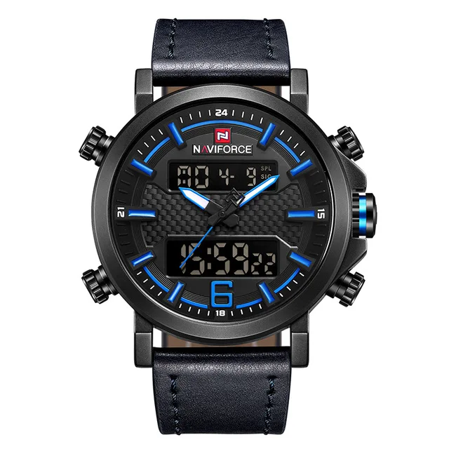 9135BBEBE Новинка, мужские часы NAVIFORCE, модные, спортивные, мужские, кожа, водонепроницаемые, кварцевые часы, мужские, дата, светодиодный, аналоговые часы, Relogio Masculino - Цвет: 9135BBEBE