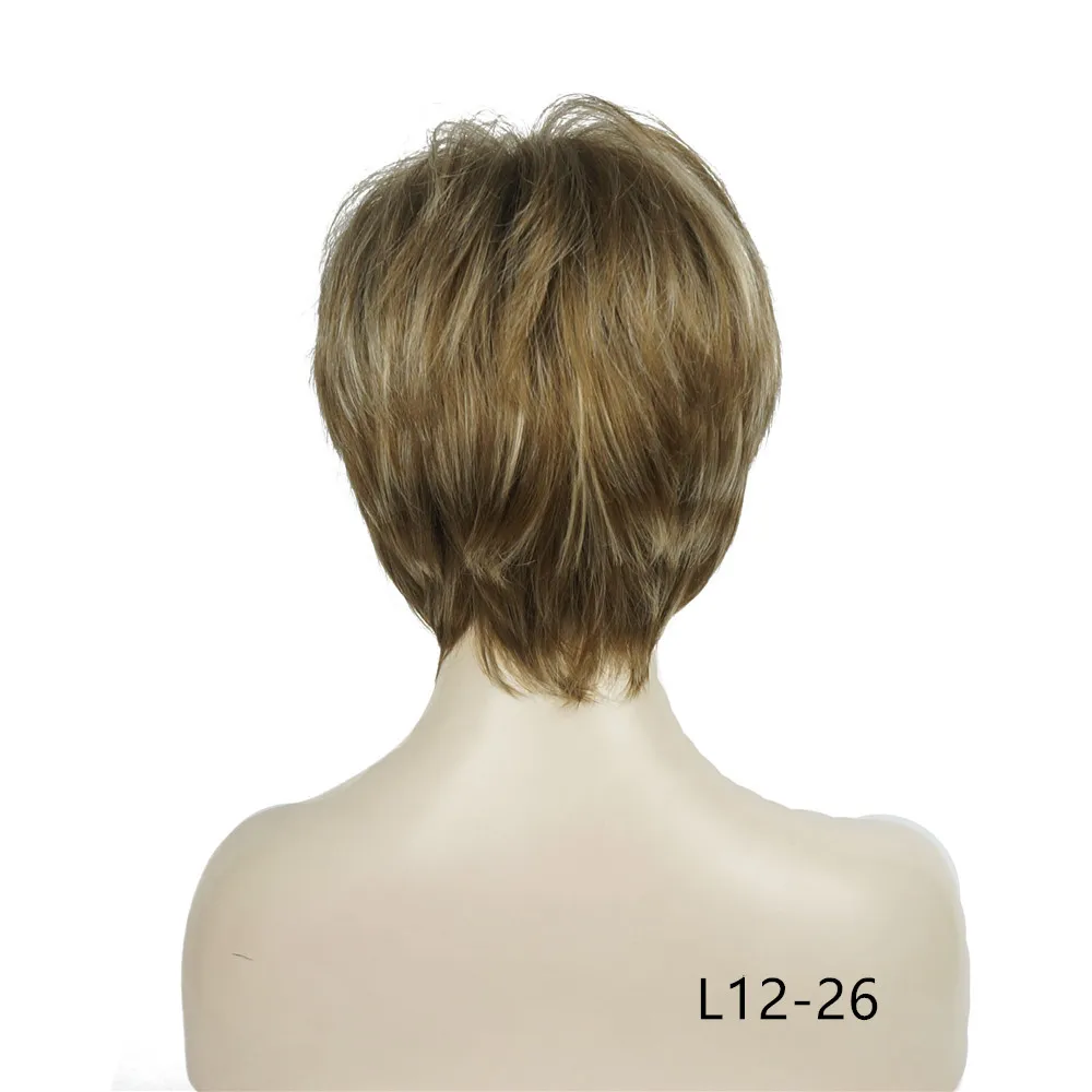 L12-26 StrongBeauty синтетический парик женский коричневый/светлые волосы натуральный парик короткие прямые парики - Цвет: L12-26