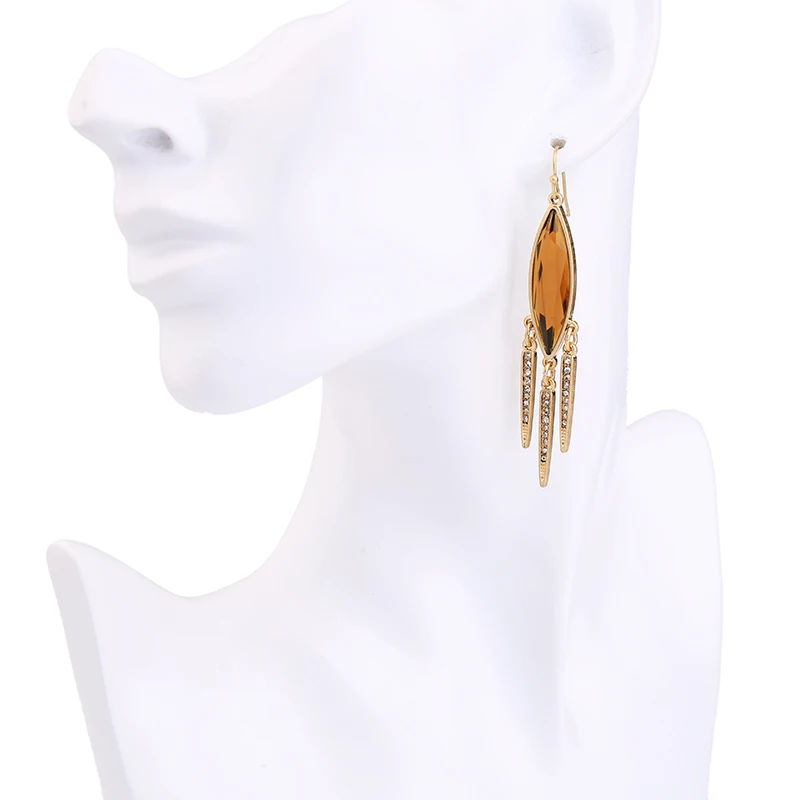 Длинные Кристалл кисточкой Gem Роскошные ювелирные изделия Висячие серьги для Для