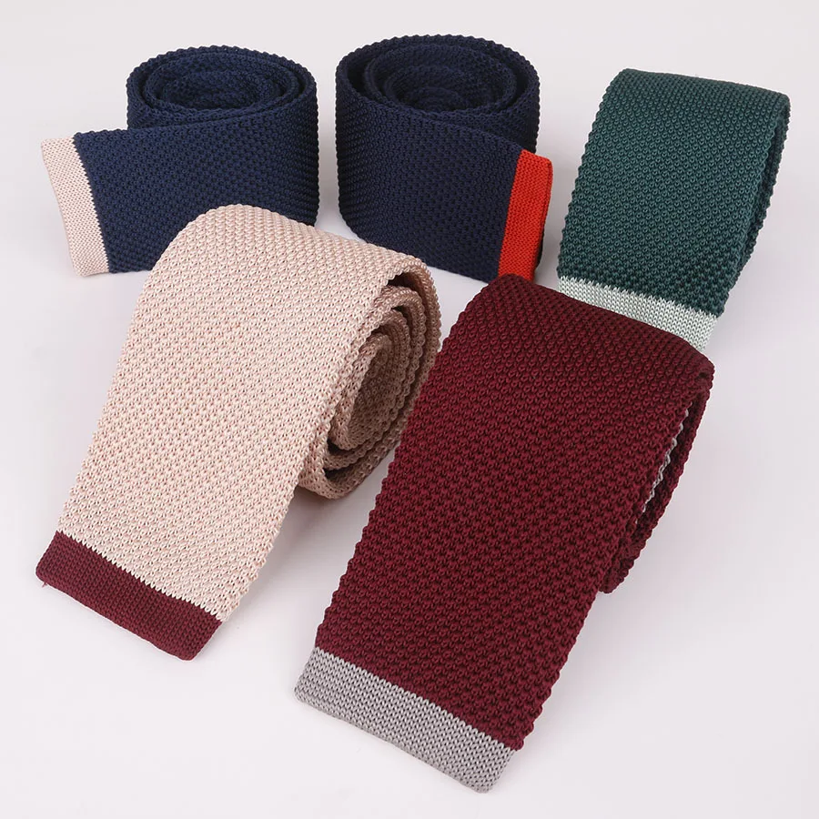 

Men's Knit Tie Flat 5CM Color Matching Narrow Edition Men's Business Casual Necktie Neckcloth Neckwear Slim Tie Gifts For Men