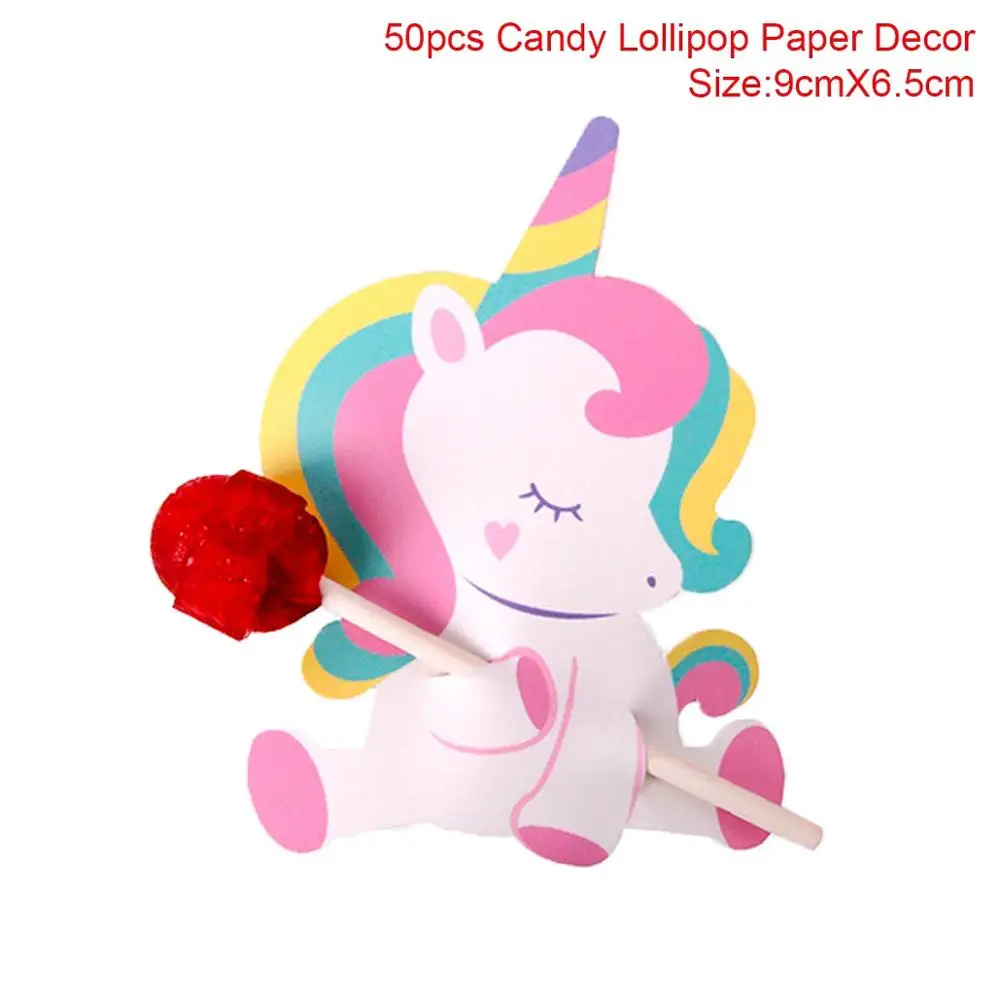 Lollipop paper card1 QIFU/вечерние украшения в виде единорога, принадлежности для вечеринки в честь Дня Рождения, вечерние воздушные шары, набор для девочек, декоративные украшения для детского душа - Цвет: Lollipop paper card1