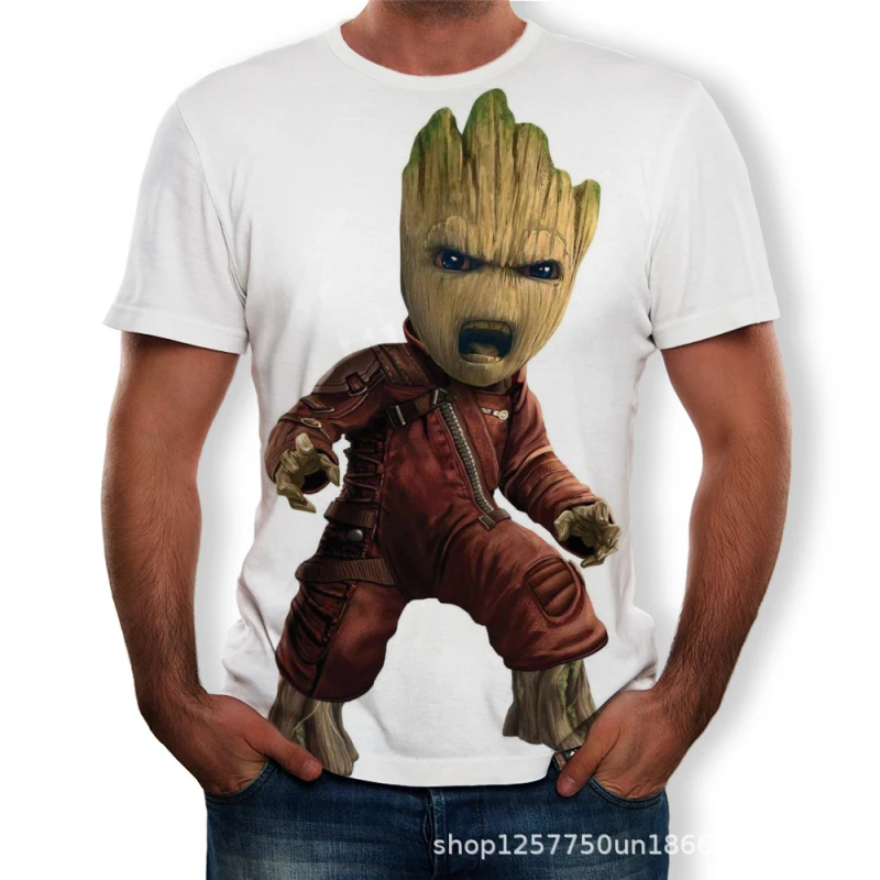 2019 Galaxy Guard Groot Мужская 3D футболка Летняя Повседневный Топ с круглым
