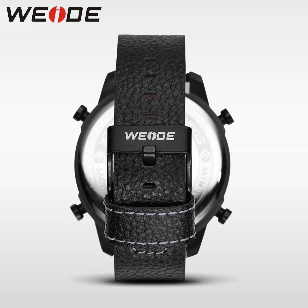 WEIDE мужские наручные часы спортивные из нержавеющей стали кожаный ремешок
