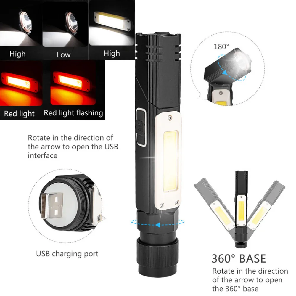 2019 Multi-function LED lighting adjustable flashlight waterproof usb rechargeable for bicycle 18650 battery 40J19 | Спорт и