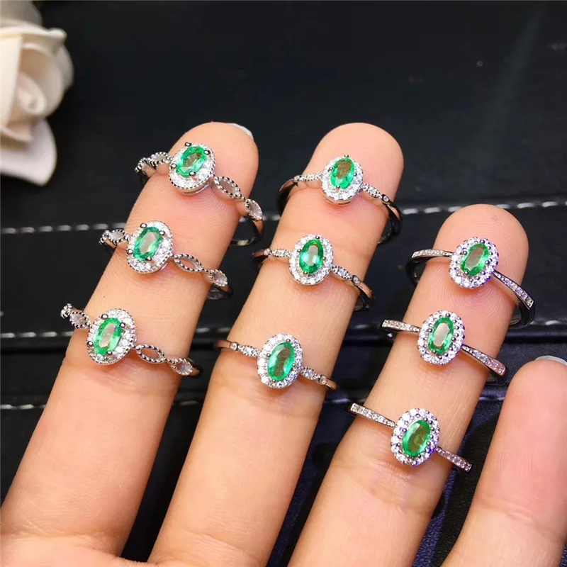 Кольца с натуральным Изумрудом и фианитом для дам отличные подарки на годовщину 3