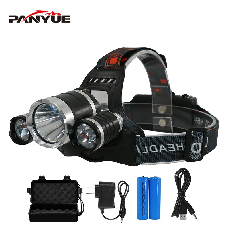 

PANYUE High Power RJ5000 5000 lumen 3T6 Aluminum USB Rechargeable Zoomable LED Head Lamp Headlamp 2*18650 battery Headlight